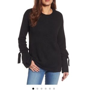 Halogen sweater with ties at wrist